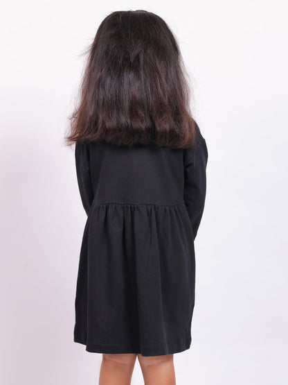 Little Carrot Girls Fine Knits Printed Dress Copy, , premium kids' wear for girls, size 5-6-years.