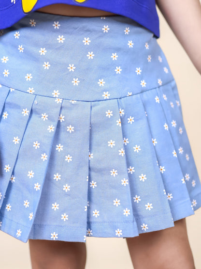 Little Carrot Daisy Printed Skort Set, , premium kids' wear for girls, size 5-6-years.