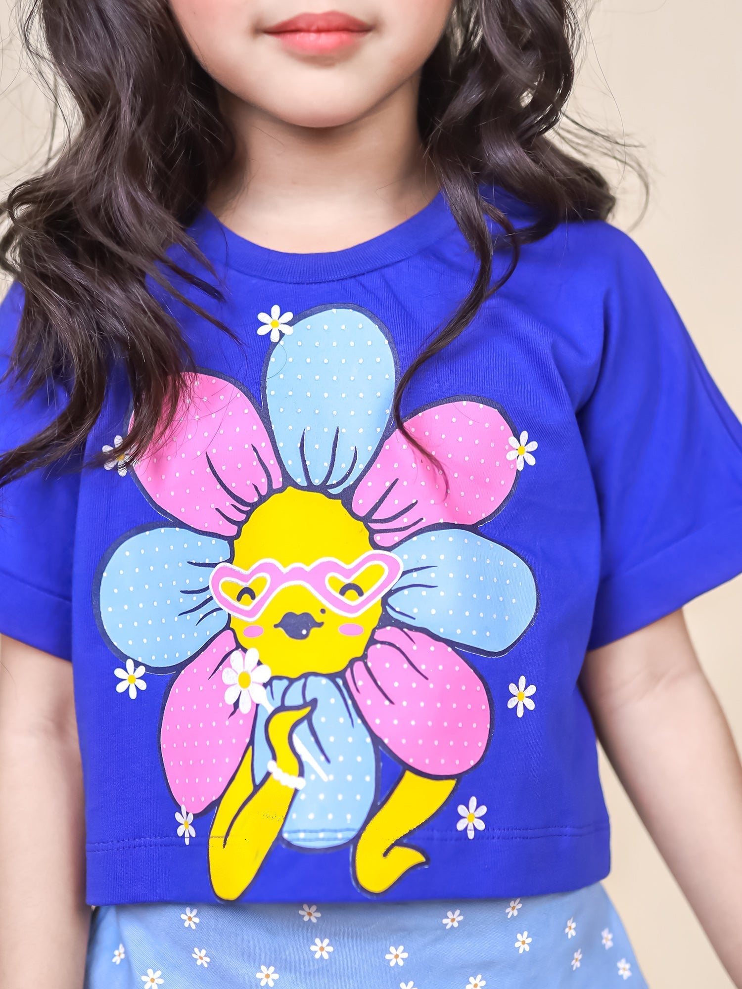 Little Carrot Daisy Printed Skort Set, , premium kids' wear for girls, size 6-7-years.