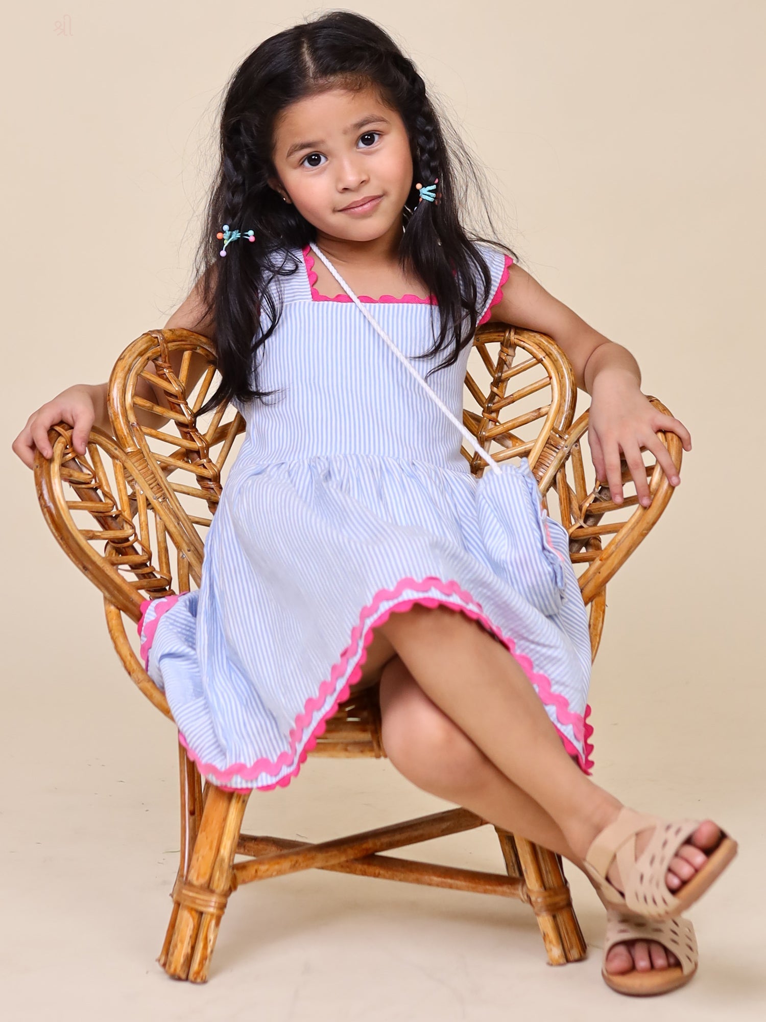 Little Carrot Summer Cotton Dress With Sling Bag, , premium kids' wear for girls, size 3-4-years.