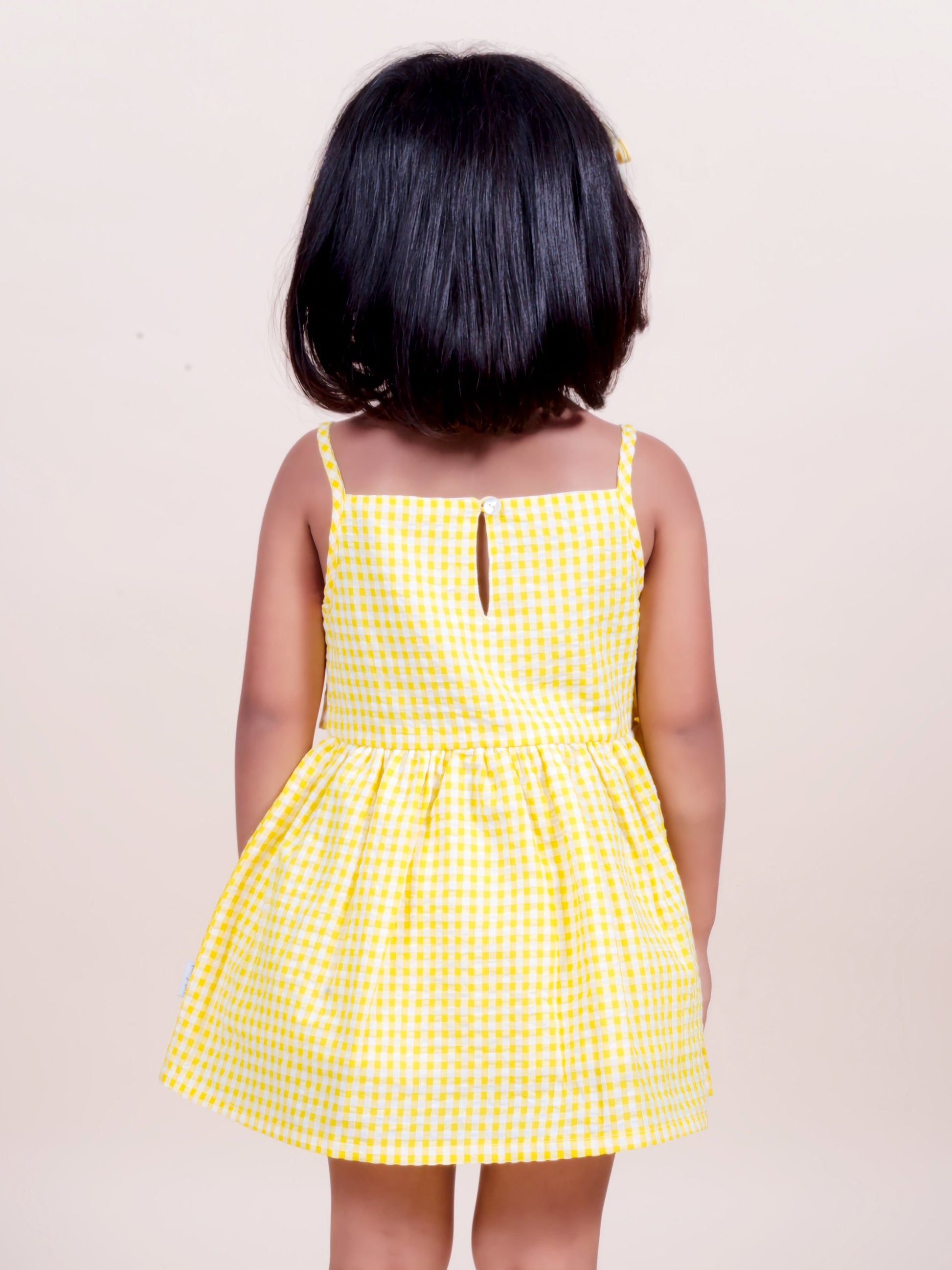 Little Carrot Yellow Beach Dress With Star Sequin Applique, , premium kids' wear for girls, size 4-5-years.