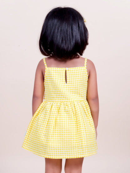Little Carrot Yellow Beach Dress With Star Sequin Applique, , premium kids' wear for girls, size 4-5-years.